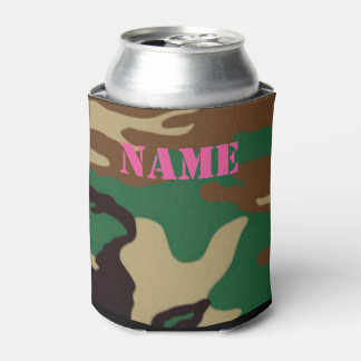 Enfriador De Latas Camuflaje de Woodland ~ Nombre personalizado / Ini