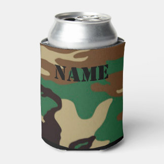 Enfriador De Latas Camuflaje de Woodland ~ Nombre personalizado / Ini