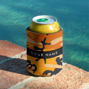Enfriador De Latas Camuflaje Naranja Personaliza tu nombre