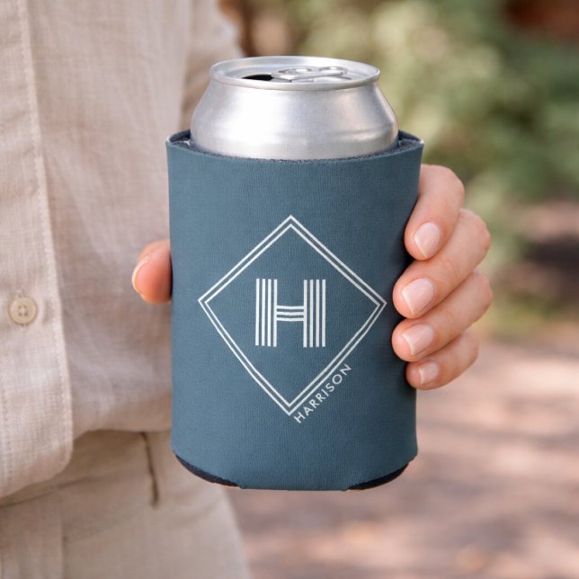 Enfriador De Latas Can Cooler | Modern Geometric Monogram Initial (Subido por el creador)