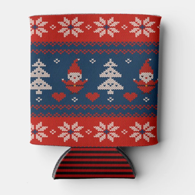 Enfriador De Latas Can Cooler small Ugly Sweater Santa Claus Knit (Anverso)