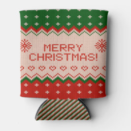 Enfriador De Latas Can Cooler small with Merry Christmas Knit