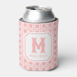 Enfriador De Latas Caña rosa y blanca | Ratán | Monograma