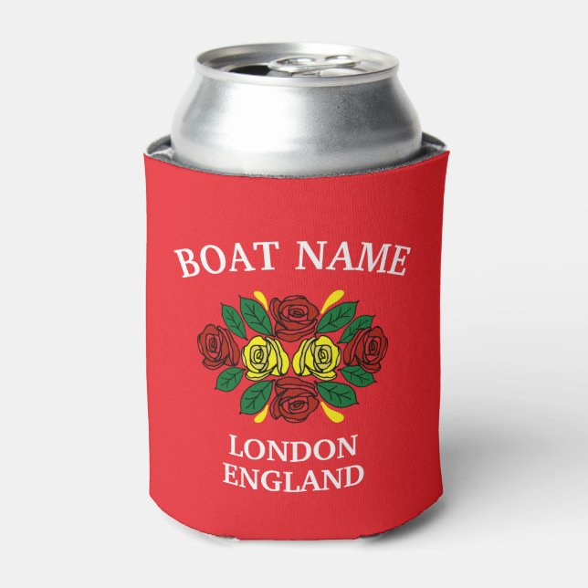 Enfriador De Latas Canal Narrowboat Red Roses Boat Name (Lata Anverso)