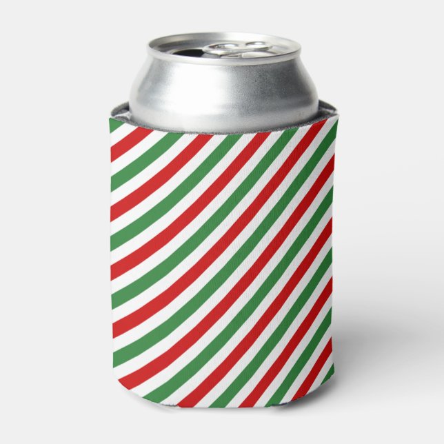 Enfriador De Latas Candy Cane Navidades Strips Red Green (Lata Anverso)