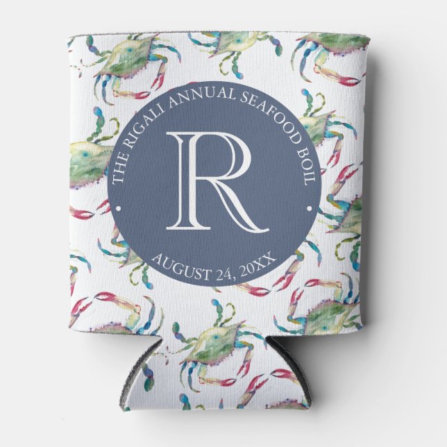 Enfriador De Latas Cangrejo Azul Costero Náutico (Anverso)