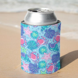 Enfriador De Latas Cangrejo de la concha de Preppy Beach