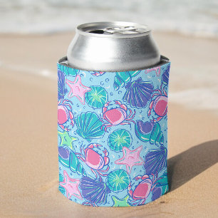 Enfriador De Latas Cangrejo de la concha de Preppy Beach