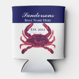 Enfriador De Latas Cangrejo Nautical Burgundy Maroon Red Refrigerador