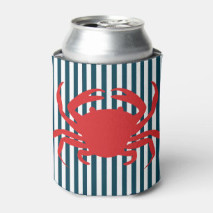 Enfriador De Latas Cangrejo rojo en rayas náuticas
