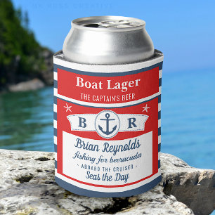 Enfriador De Latas Capitán Bote Lager Cerveza Barco a rayas Personali
