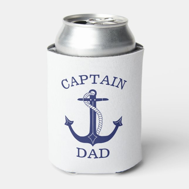 Enfriador De Latas Capitán Dad Nautical Anchor (Lata Anverso)
