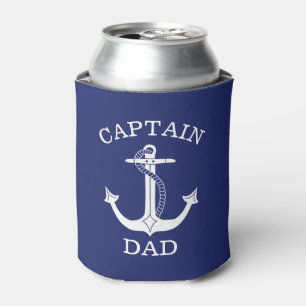 Enfriador De Latas Capitán Dad White Nautical Anchor