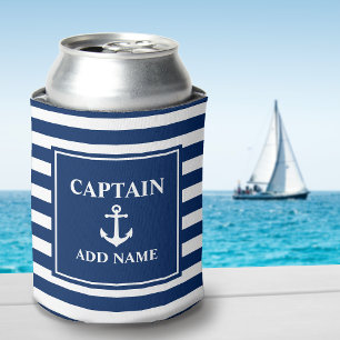 Enfriador De Latas Capitán de Ancla Vintage o Navy nombre de barco a