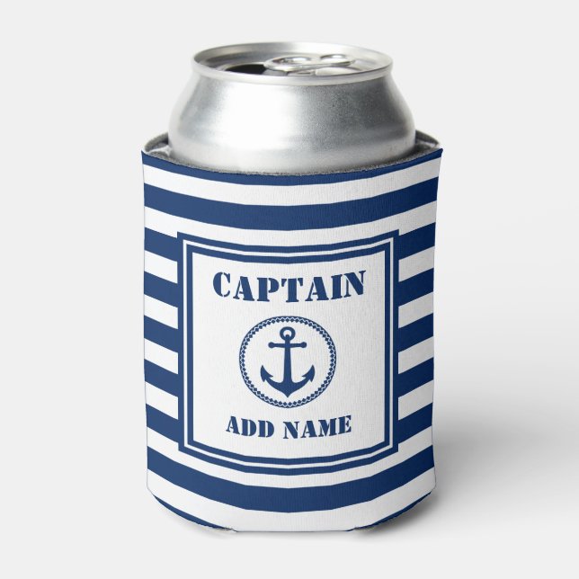 Enfriador De Latas Capitán de Anclaje de Mar Nombre de barco Banda Az (Lata Anverso)