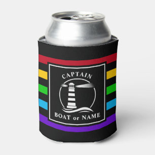 Enfriador De Latas Capitán de faro clásico o nombre de barco arcoiris