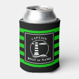 Enfriador De Latas Capitán de faro clásico o nombre de barco verde