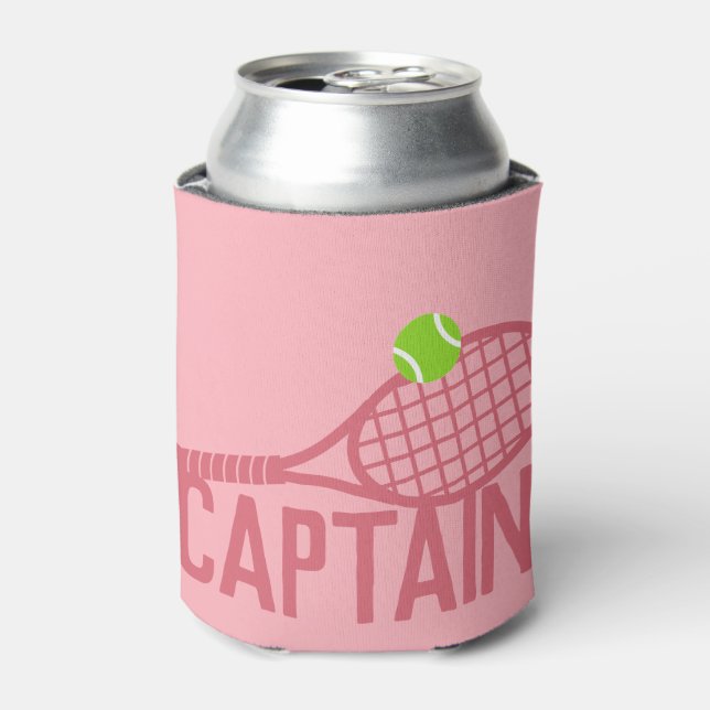 Enfriador De Latas Capitán de tenis rosa personalizado (Lata Anverso)
