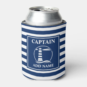 Enfriador De Latas Capitán del faro clásico o nombre del barco a ra
