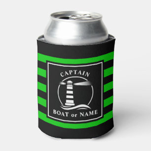 Enfriador De Latas Capitán del faro clásico o nombre del barco verd