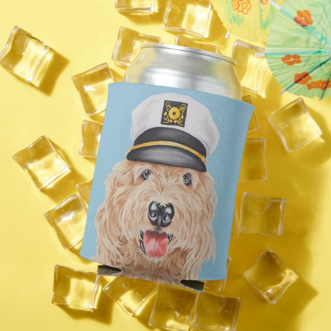 Enfriador De Latas Capitán Goldendoodle Refrigerador de bebidas (Verano in situ)