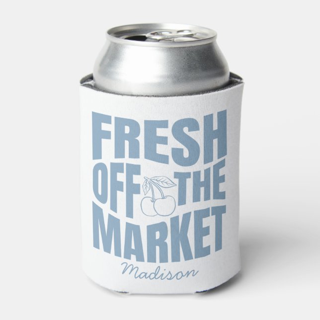 Enfriador De Latas Caprichoso Dibujado a Mano Azul Fresco Del Mercado (Lata Anverso)