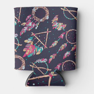 Enfriador De Latas Captadores de sueños: patrón inmaculado vintage.