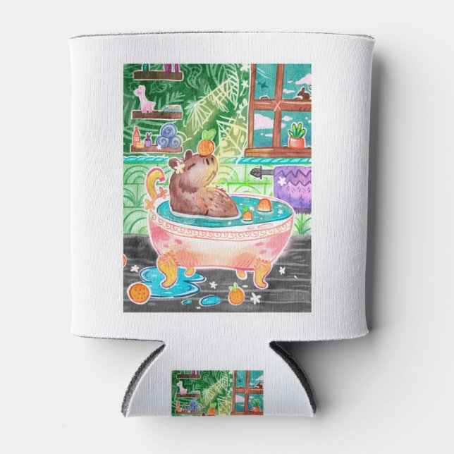 Enfriador De Latas Capybara in Bath Tub with Oranges (Anverso)