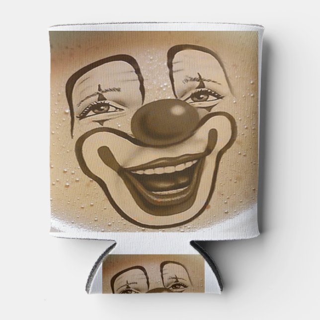Enfriador De Latas cara de payaso con espuma de café (Anverso)