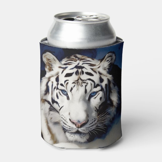 Enfriador De Latas Cara de tigre blanco (Lata Anverso)