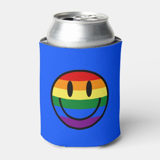 Enfriador De Latas Cara sonriente arco iris (Lata Anverso)