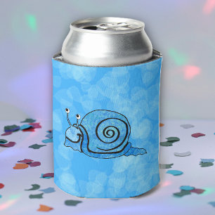 Enfriador De Latas Caracol sonriente lindo del azul del dibujo