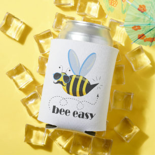 Enfriador De Latas Carácter de abeja con gafas de sol bigote Bee Fáci