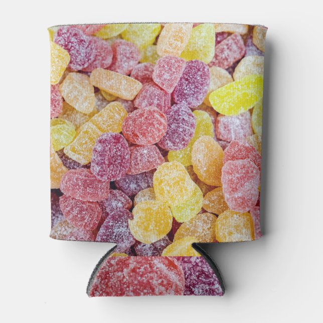 Enfriador De Latas Caramelos de Marmalade: fondo naranja amarillo. (Anverso)