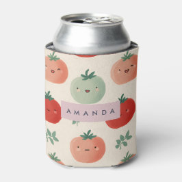 Enfriador De Latas Caras personalizadas de tomate Kawaii Pastel