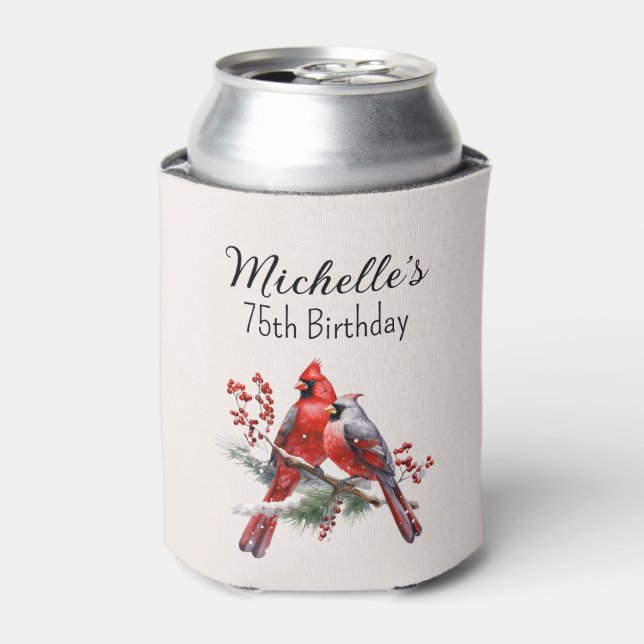 Enfriador De Latas Cardenales Rojos 75º cumpleaños (Lata Anverso)
