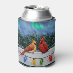 Enfriador De Latas Cardenales y Navidades iluminan la nieve de invier