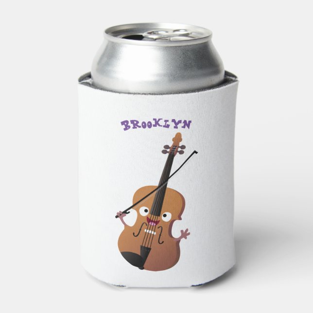 Enfriador De Latas Caricatura musical divertida en violín (Lata Anverso)