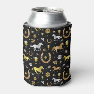 Enfriador De Latas Carreras de caballo Derby Day Black Gold Pattern M