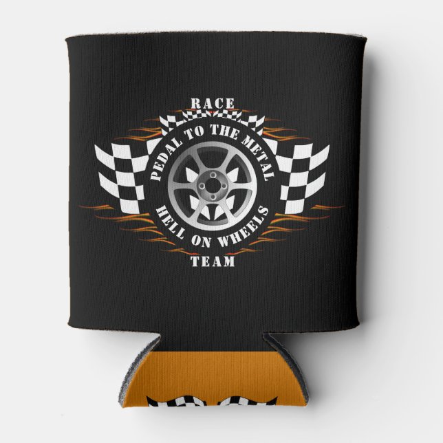 Enfriador De Latas Carreras deportiva de coche flama bandera quemada  (Anverso)