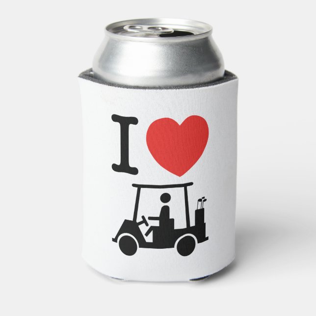 Enfriador De Latas Carro de golf I Heart (Love) (Reverso de la lata)