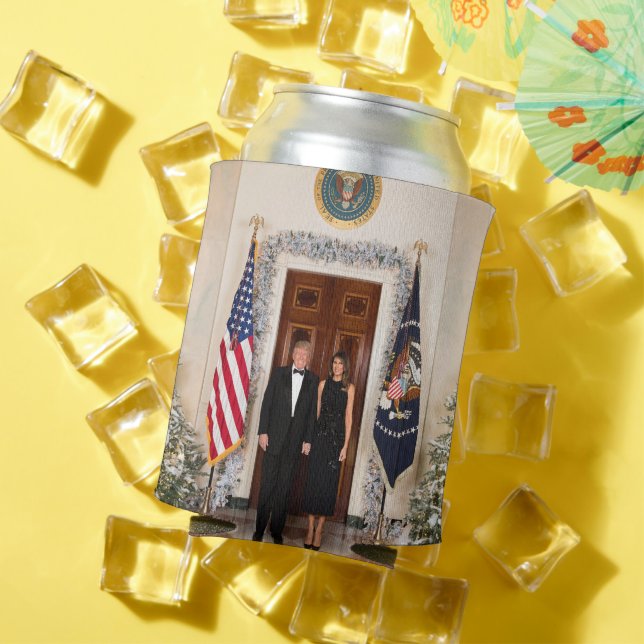 Enfriador De Latas Casa Blanca de los Navidades de Donald y Melania T (Verano in situ)