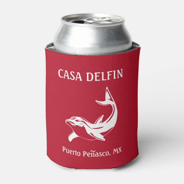 Enfriador De Latas Casa de playa de delfines para alquilación promoci (Lata Anverso)