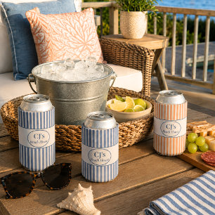 Enfriador De Latas Casa de playa personalizada con franja de coral