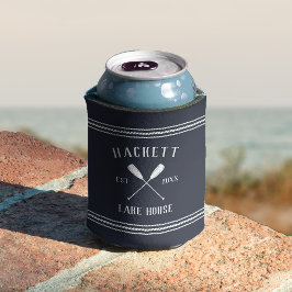 Enfriador De Latas Casa del lago personalizada con orejas rusticas az