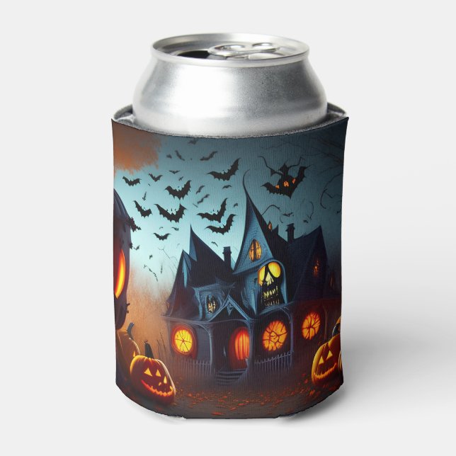 Enfriador De Latas Casa Embrujada Halloween (Lata Anverso)