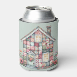 Enfriador De Latas Casa floral cottagecore de falso patchwork