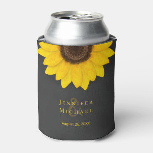 Enfriador De Latas casamiento rústico con girasol de pizarra