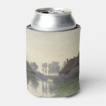 Casas Boer en el agua en la niebla matutina