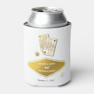 Enfriador De Latas Casino de Las Vegas Destino Boda de Oro Blanco